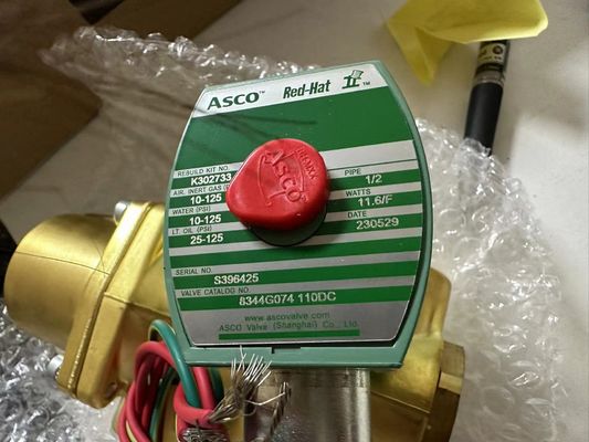 8344G074 110V এমারসন এএসসিও সোলিনয়েড ভালভ 4 ওয়ে 1/2 "এনপিটি একক সোলিনয়েড ব্রাসের দেহ