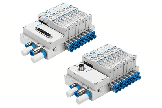 Festo VTUG-10-VRPT-B1T-Q10B-UB-QH6SU-16K+TTSC মাল্টি-পিন প্লাগ বা ফিল্ডবাস সংযোগ সহ ভ্যালভ ম্যানিফোড VTUG