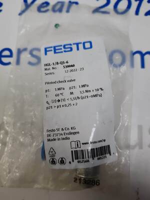 Festo HGL-1/8-QS-6 পাইলটেড চেক ভালভ