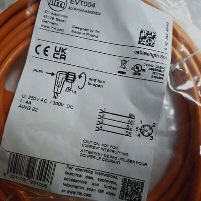IFM EVT004 M12 কোণযুক্ত মহিলা সংযোগ ক্যাবল