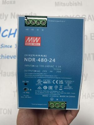 MEAN WELL NDR-480-24 DIN রেল পাওয়ার সাপ্লাই, লাইন ভোল্টেজ 200 থেকে 600 ভোল্ট AC বৃহৎ