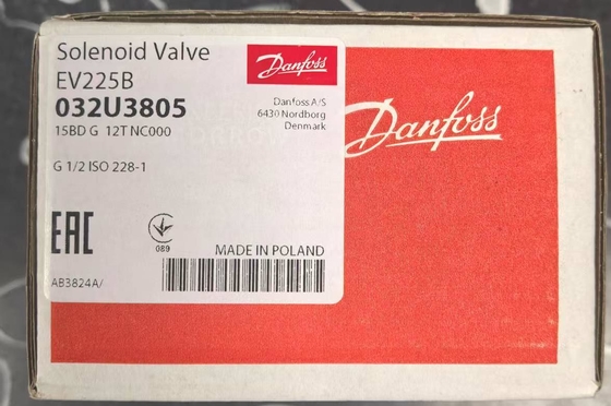 ড্যানফোস সোলেনয়েড ভালভ, EV225B, কার্যকারিতা: NC, G, 1/2, 3 m³/h, PTFE 032U3805