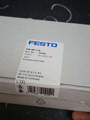 FESTO VAD-ME-38 ভ্যাকুয়াম জেনারেটর, নিউমেটিক ইজেক্টর